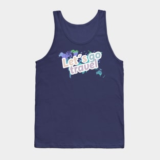 Map with letters: lets go travel Tank Top
